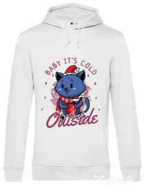 Hoodie barbat cu gluga Its cold outside Alb