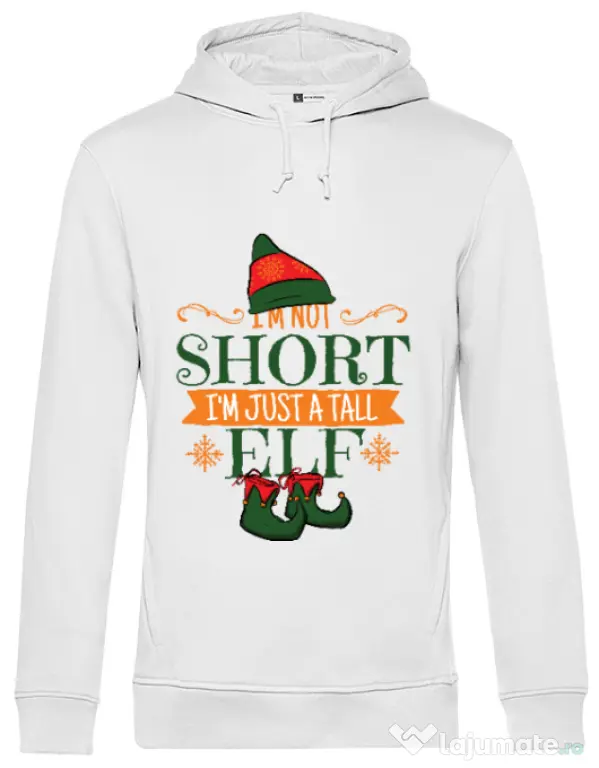 Hoodie barbat cu gluga Tall Elf Alb