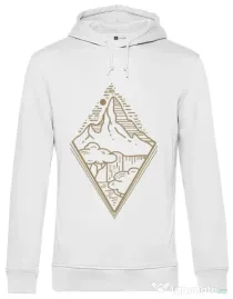 Hoodie barbat cu gluga Mountain waterfall Alb