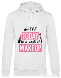 Hoodie barbat cu gluga A waste of makeup Alb
