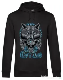 Hoodie barbat cu gluga Wolf of death Negru