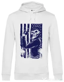 Hoodie barbat cu gluga Motorist Alb