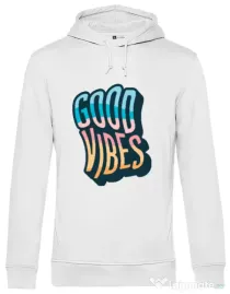 Hoodie barbat cu gluga Good vibes Alb