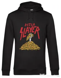 Hoodie barbat cu gluga Pizza slayer Negru