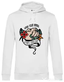 Hoodie barbat cu gluga Wash your hands Alb