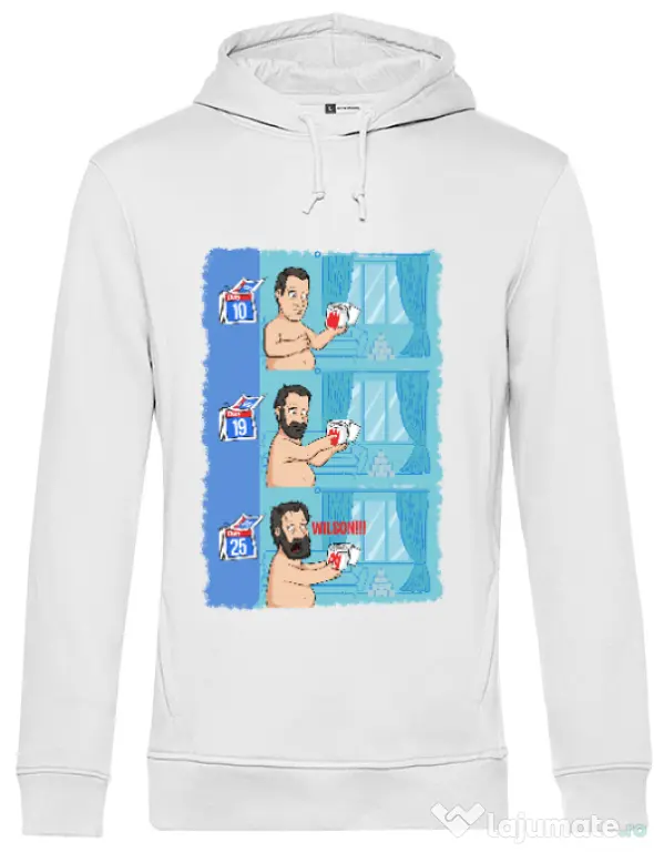 Hoodie barbat cu gluga Funny wilson Alb