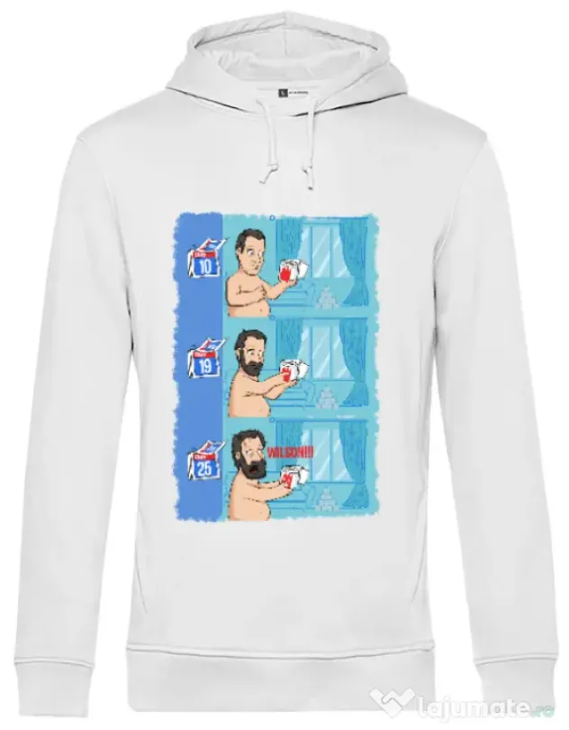 Hoodie barbat cu gluga Funny wilson Alb