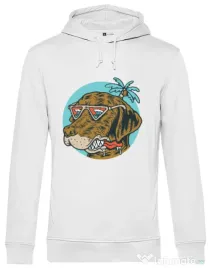 Hoodie barbat cu gluga Chill dog Alb
