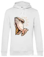 Hoodie barbat cu gluga Pray for pizza Alb