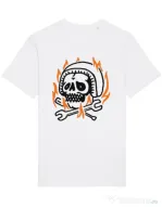 Tricou STANLEY STELLA barbat Skull biker Alb