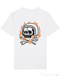 Tricou STANLEY STELLA barbat Skull biker Alb