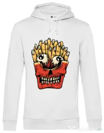 Hoodie barbat cu gluga Zombie French Fries Alb
