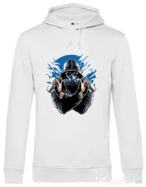 Hoodie barbat cu gluga Graffiti gas mask Alb