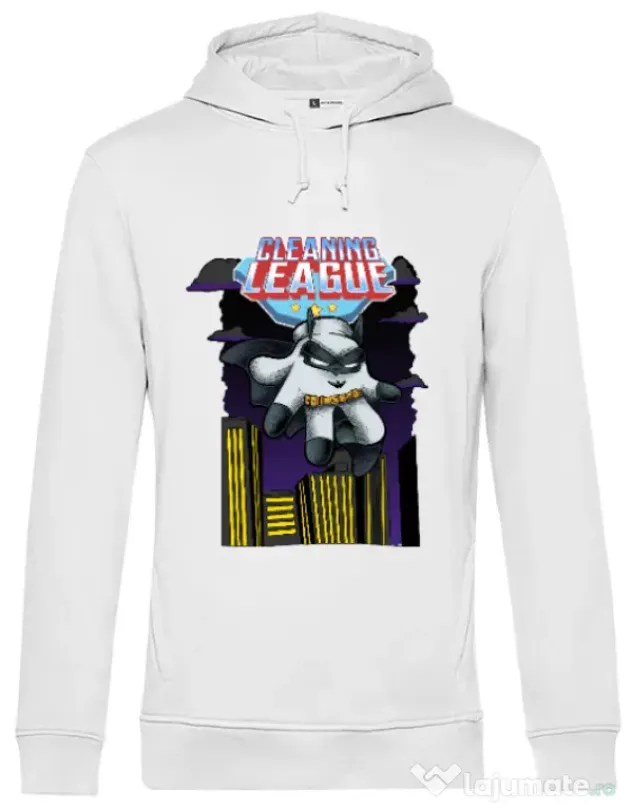 Hoodie barbat cu gluga Cleaning league Glove Alb
