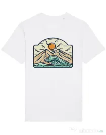 Tricou STANLEY STELLA barbat Mountain and wave Alb