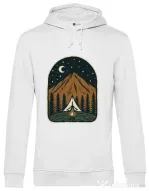 Hoodie barbat cu gluga Camp mountain night Alb