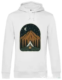 Hoodie barbat cu gluga Camp mountain night Alb
