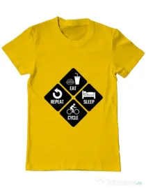 Tricou ADLER barbat Eat sleep cycle repeat Galben