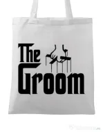 Sacosa personalizata Mire The groom Alb