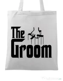 Sacosa personalizata Mire The groom Alb
