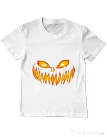 Tricou ADLER copil Scary pumpkin face Alb