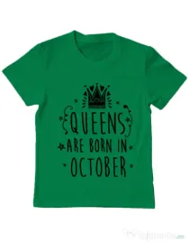 Tricou ADLER copil Queens are born in October Verde mediu