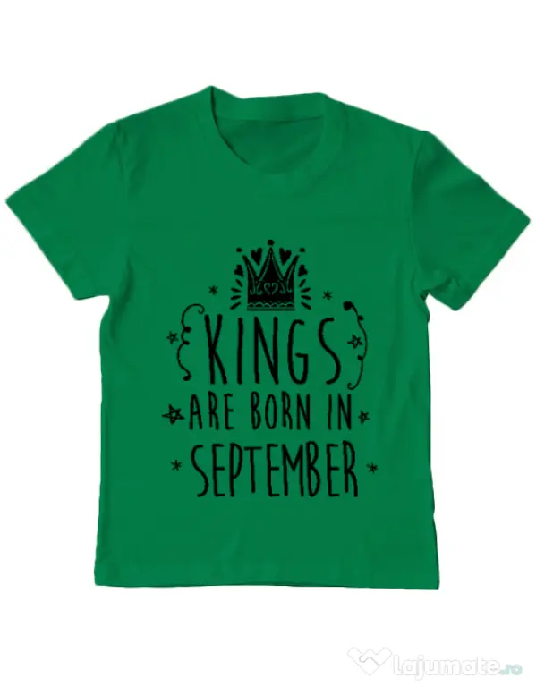 Tricou ADLER copil Kings are born in September Verde mediu