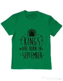 Tricou ADLER copil Kings are born in September Verde mediu