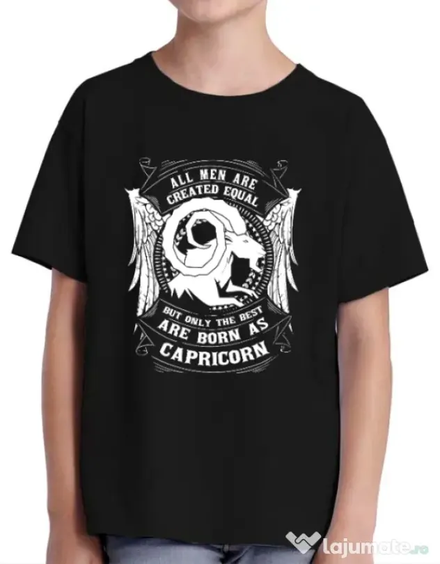 Tricou ADLER copil The best men are born as Capricorn Negru