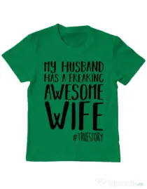 Tricou ADLER copil Awesome wife Verde mediu