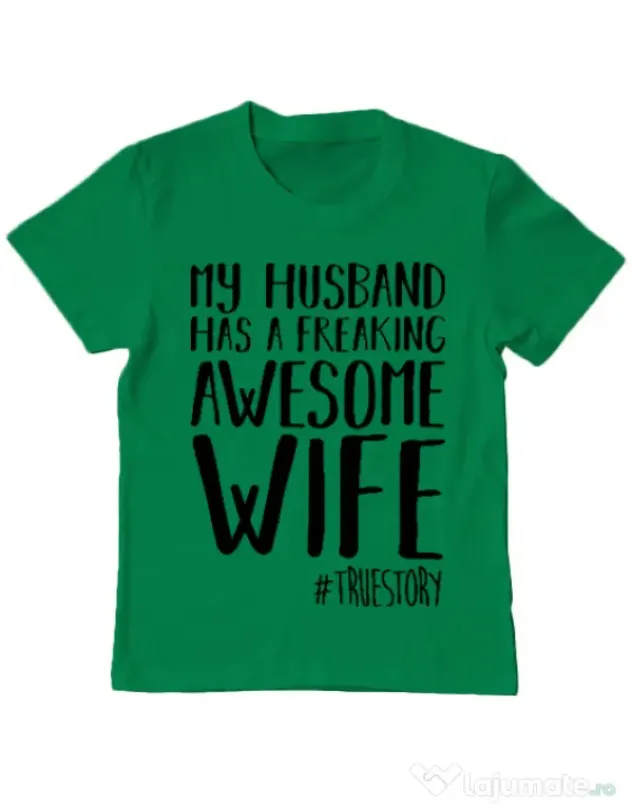 Tricou ADLER copil Awesome wife Verde mediu