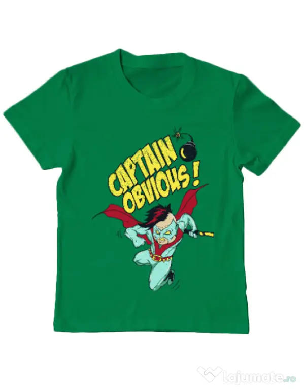 Tricou ADLER copil Captain obvious Verde mediu