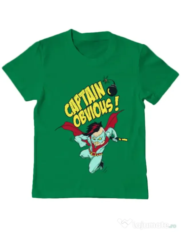 Tricou ADLER copil Captain obvious Verde mediu