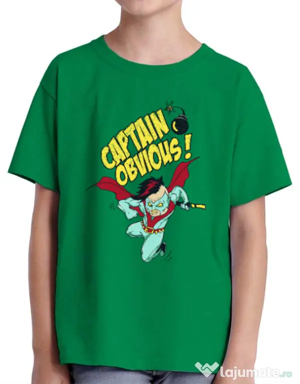 Tricou ADLER copil Captain obvious Verde mediu