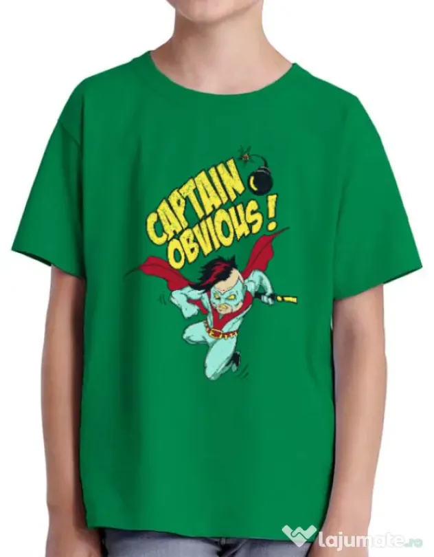 Tricou ADLER copil Captain obvious Verde mediu