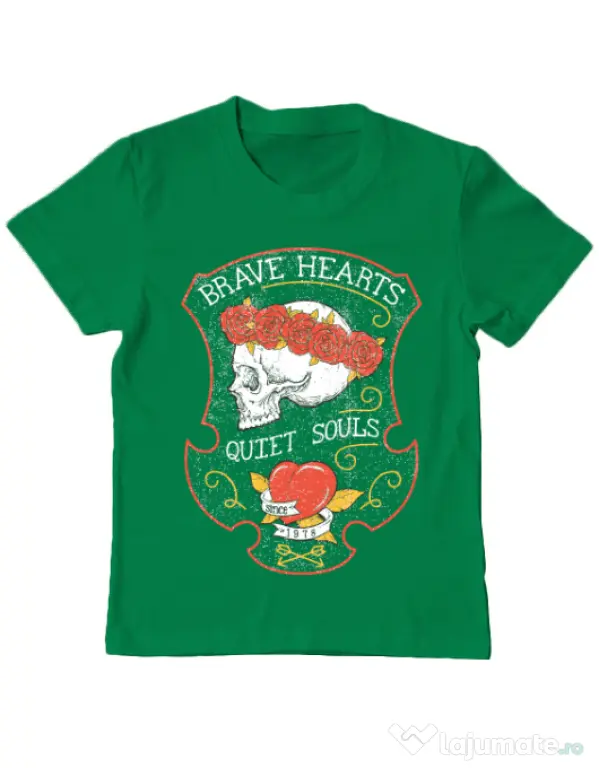 Tricou ADLER copil Brave hearts Verde mediu