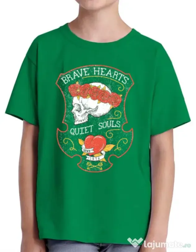 Tricou ADLER copil Brave hearts Verde mediu