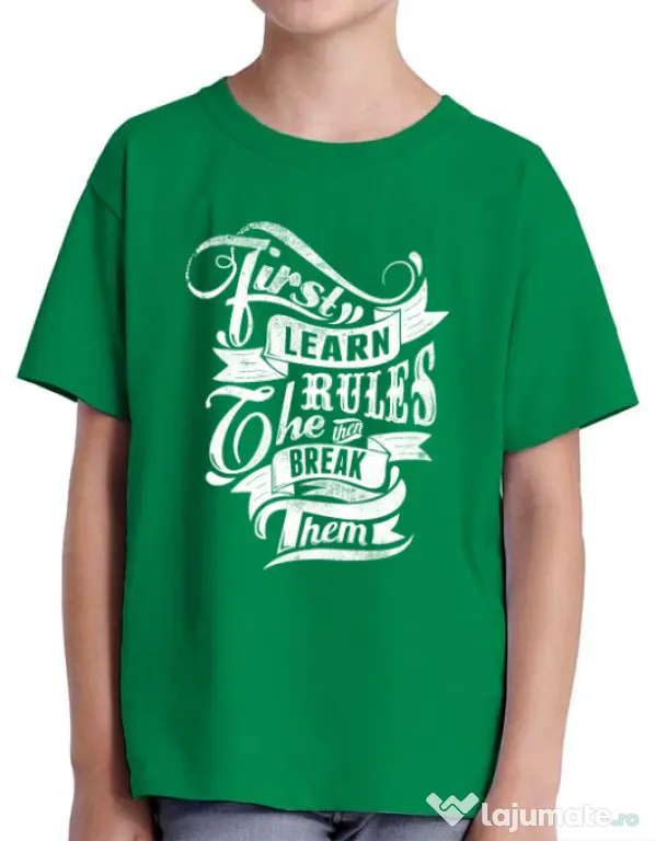 Tricou ADLER copil Learn the rules Verde mediu