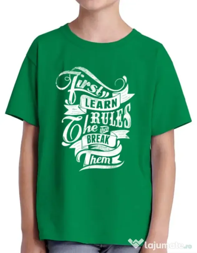 Tricou ADLER copil Learn the rules Verde mediu