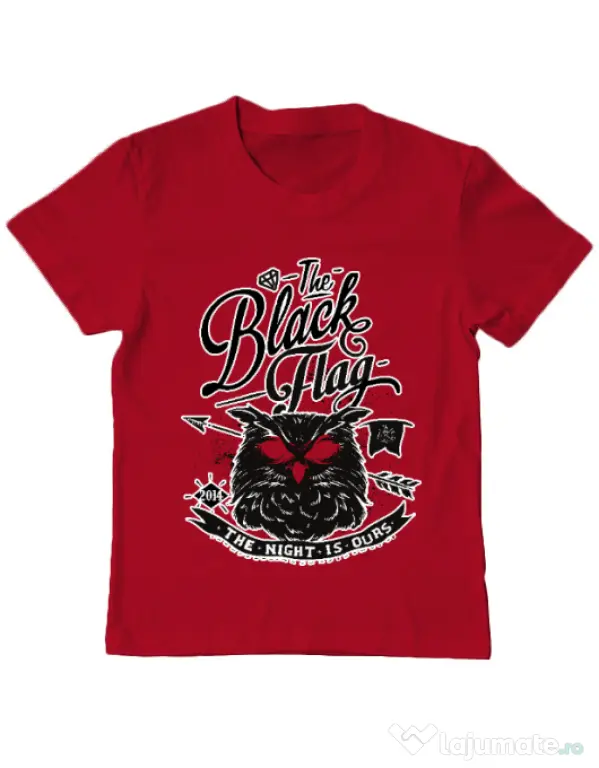 Tricou ADLER copil The black flag owl Rosu