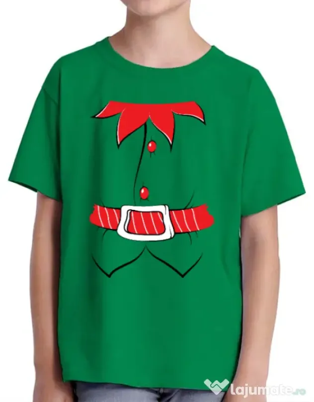 Tricou ADLER copil Santa helper Verde mediu