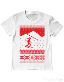 Tricou ADLER copil Ski trip Alb