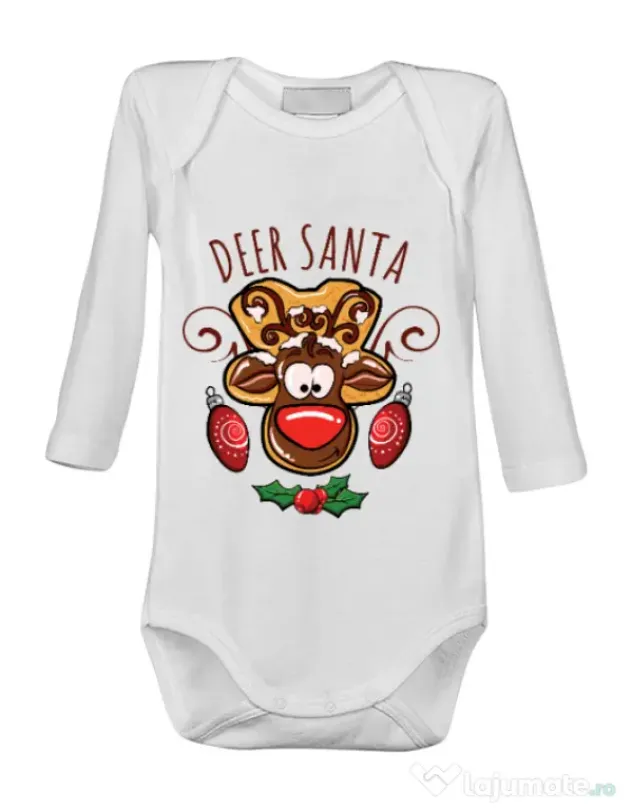 Baby body Deer santa Alb