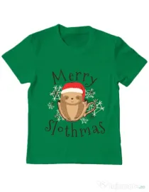 Tricou ADLER copil Merry slothmas Verde mediu