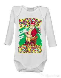 Baby body Naughty Santa Alb