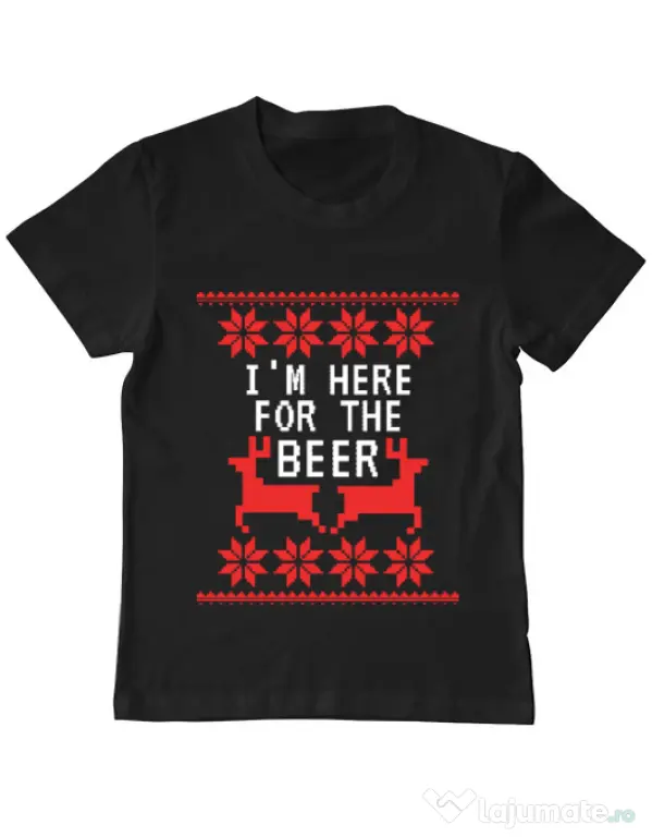 Tricou ADLER copil Here for the beer Negru