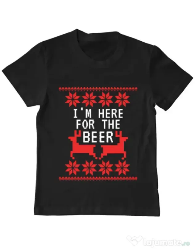 Tricou ADLER copil Here for the beer Negru