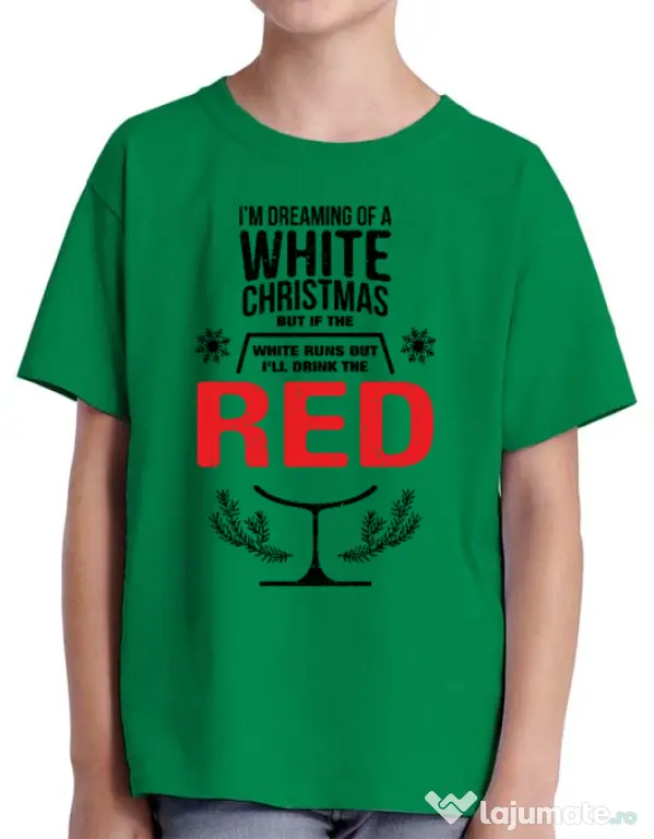 Tricou ADLER copil White Christmas Verde mediu