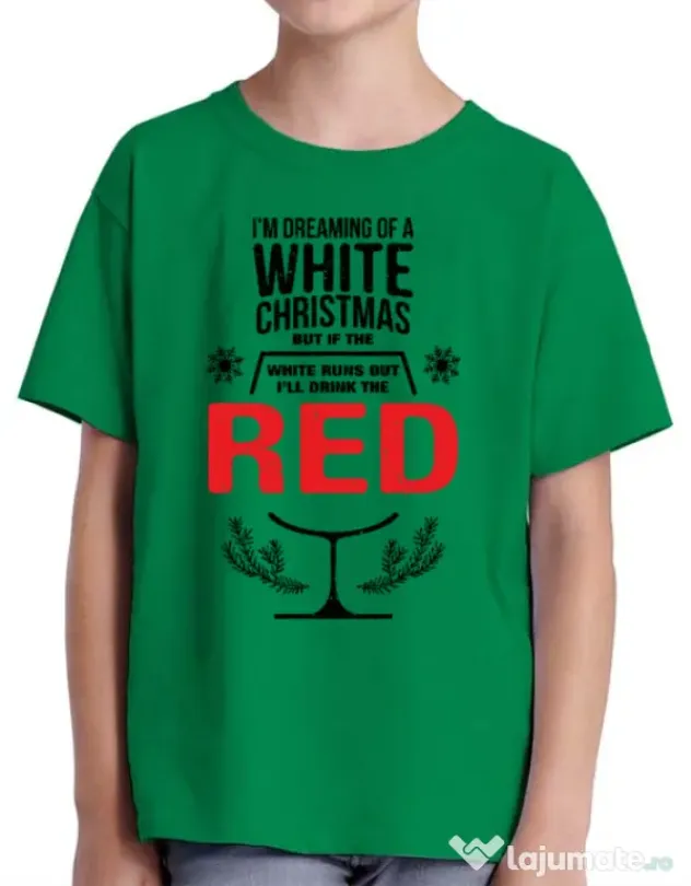 Tricou ADLER copil White Christmas Verde mediu