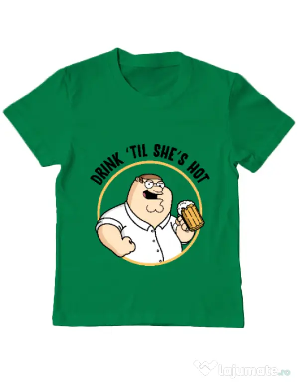 Tricou ADLER copil Drink til she is hot Verde mediu